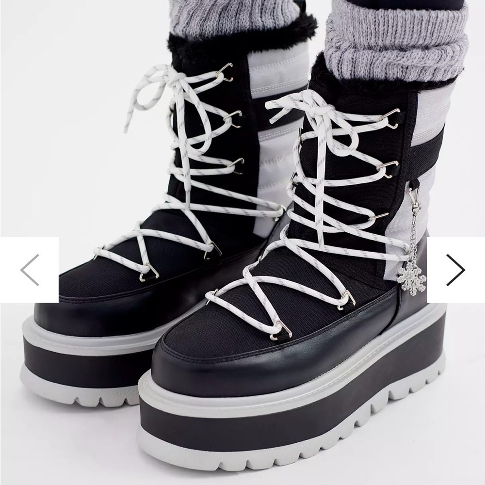 Urban Outfitters Black and White Winter Boots